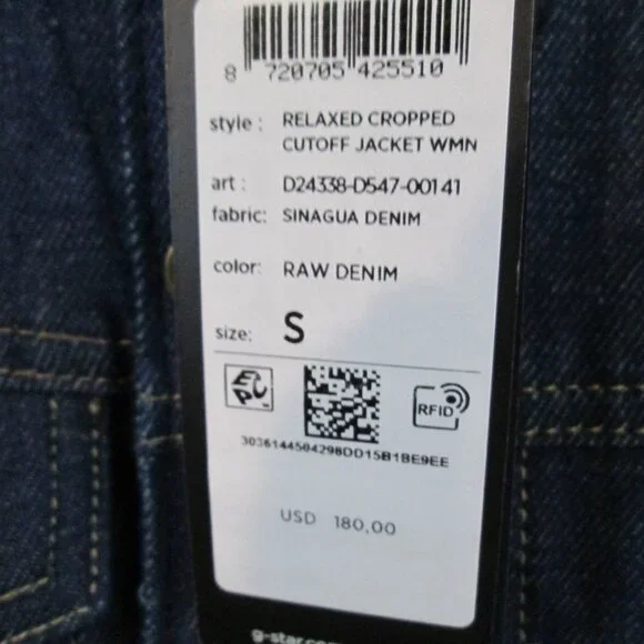 G-Star RAW frayed-edge cropped jacket Sz S NWT - Picture 12 of 12